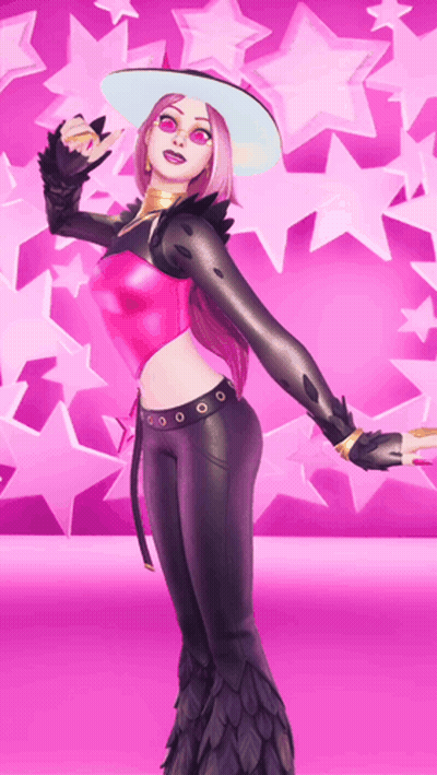 A Woman With Pink Hair Is Wearing A Cowboy Hat GIF