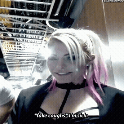 A Woman With Pink Hair Says Fake Coughs I M Sick GIF