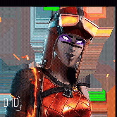 A Woman With Purple Eyes Is Wearing A Helmet And Goggles With The Word Did Below Her GIF