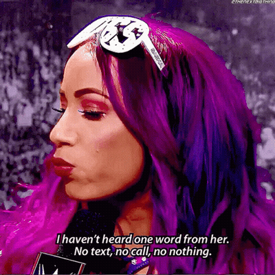 A Woman With Purple Hair Is Talking Into A Microphone And Says " I Haven 'T Heard One Word From Her " GIF