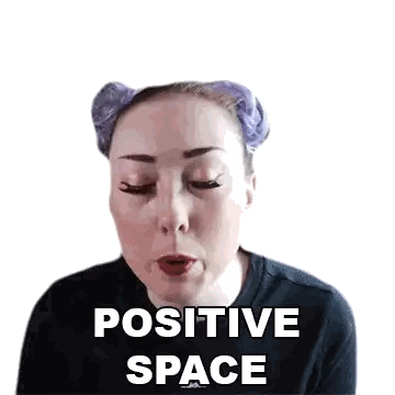 A Woman With Purple Hair Is Wearing A Black Shirt That Says Positive Space On It Sticker