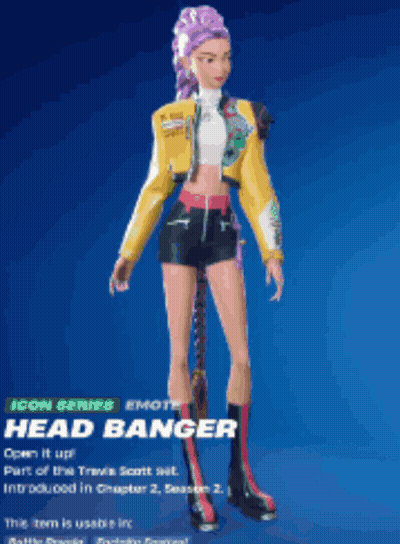 A Woman With Purple Hair Is Wearing A Yellow Jacket GIF