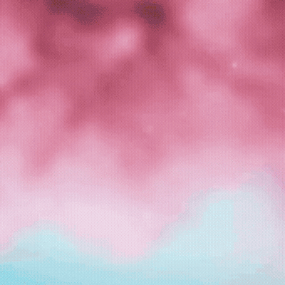 A Woman With Purple Hair Is Wearing Pink Hoop Earrings And A Pink Braided Ponytail . GIF