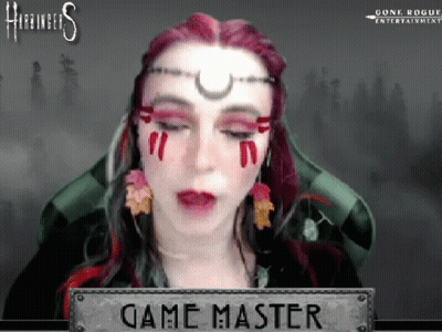 A Woman With Red Hair And A Crescent Moon On Her Forehead Is A Game Master GIF