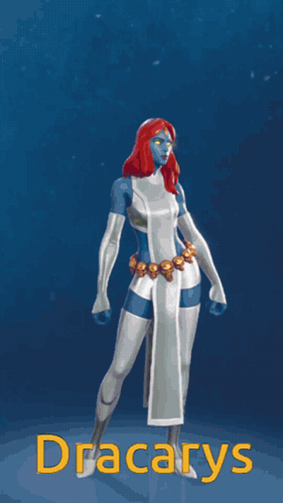 A Woman With Red Hair And Blue Eyes Is Standing In Front Of A Fire With The Word Dracarys In Yellow Letters GIF