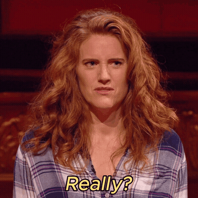 A Woman With Red Hair Has The Word Really On Her Shirt GIF