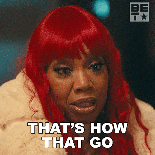 A Woman With Red Hair Has The Words That 'S How That Go On Her Face GIF