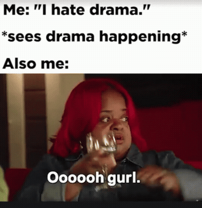 A Woman With Red Hair Is Holding A Glass Of Water And Says " Ooooh Gurl " GIF