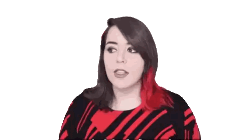 A Woman With Red Hair Is Wearing A Black And Red Striped Top Sticker