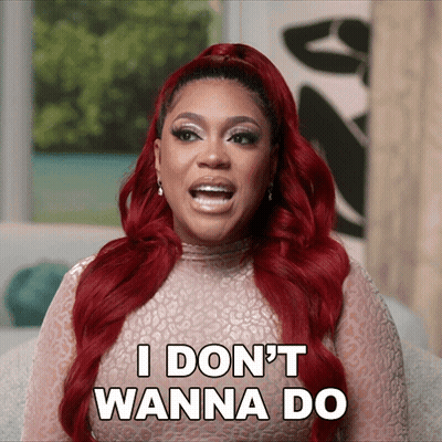 A Woman With Red Hair Says " I Don T Wanna Do " GIF