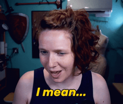 A Woman With Red Hair Says I Mean GIF