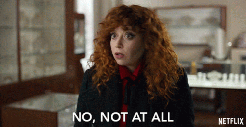 A Woman With Red Hair Says No Not At All In A Netflix Ad GIF
