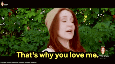 A Woman With Red Hair Singing That 'S Why You Love Me By Lee Jean Productions GIF
