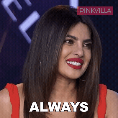 A Woman With Red Lipstick Is Smiling With The Word Always Behind Her GIF