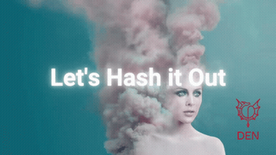A Woman With Smoke Coming Out Of Her Head And The Words Let 'S Hash It Out Above Her GIF