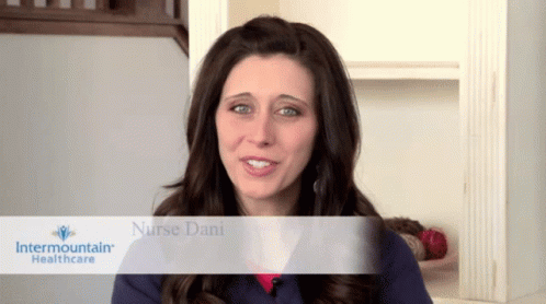 A Woman With The Name Nurse Dani On The Bottom GIF
