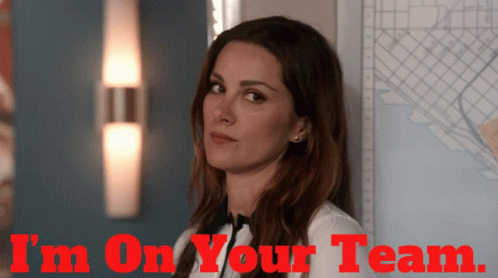A Woman With The Words I 'M On Your Team GIF