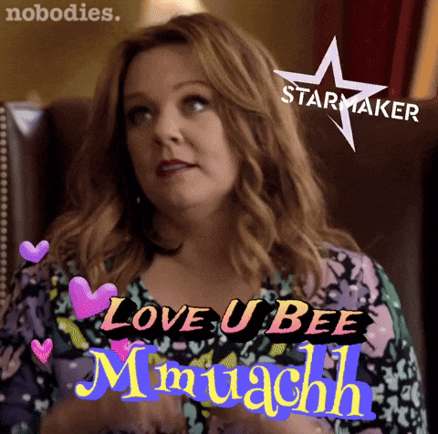 A Woman With The Words Love U Bee Mmuachh On It GIF