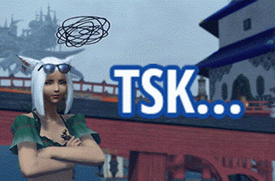 A Woman With White Hair And Sunglasses Stands With Her Arms Crossed In Front Of A Tsk Sign GIF