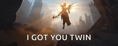 A Woman With Wings Is Flying In The Air With The Words `` I Got You Twin '' . GIF