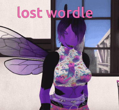 A Woman With Wings Is Standing In Front Of A Window With The Words Lost Wordle Written Above Her GIF