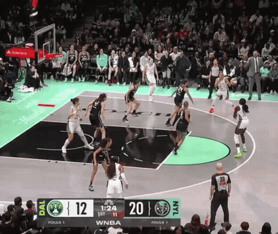 A Women 'S Basketball Game Is Being Played And The Score Is 12 To 20 GIF