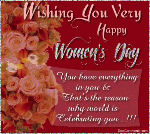 A Women 'S Day Card With A Bouquet Of Flowers GIF