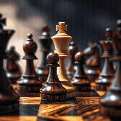 A Wooden Chess Board With A King And A Pawn GIF