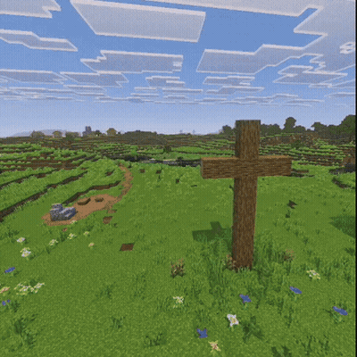 A Wooden Cross In The Middle Of A Field GIF