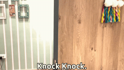 A Wooden Door With The Word Knock Knock On It GIF