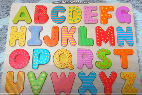 A Wooden Puzzle With The Letters Abcdefghijklmn Opqrst And Uvwxyz On It GIF