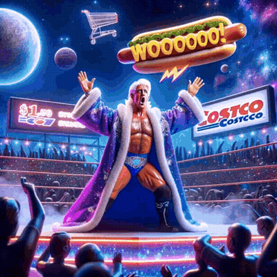 A Wrestler In A Ring With A Costco Sign Behind Him GIF