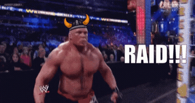 A Wrestler Is Wearing A Viking Hat And Says Raid !!! GIF