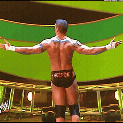 A Wrestler With A Belt That Says ' Orton ' On It GIF