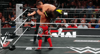 A Wrestler With The Letter P On His Shorts Is Wrestling Another Wrestler GIF