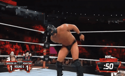 A Wrestling Match Between Dragon Lee And Noam Bar Is Going On GIF