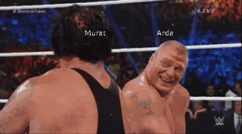 A Wrestling Match Between Murat And Arda Is Being Shown Live GIF
