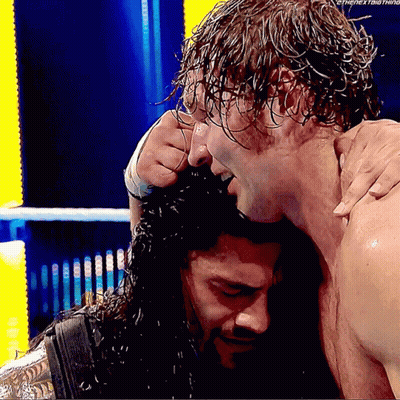 A Wrestling Match Between Roman Reigns And Dean Ambrose With The Hashtag #Thenextthing GIF