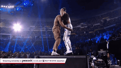 A Wrestling Match Is Being Streamed On Peacock In U.s. And Network Elsewhere GIF