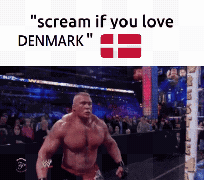 A Wrestling Match With The Words " Scream If You Love Denmark " On Top GIF