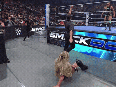 A Wrestling Ring With A Sign That Says Smack Doe GIF