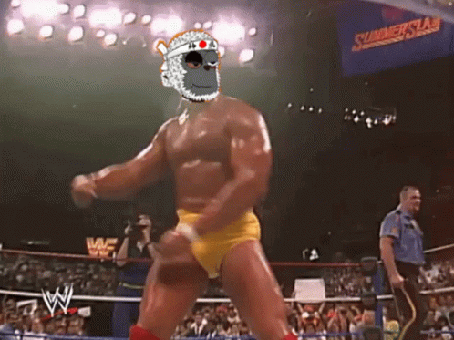 A Wrestling Ring With A Sign That Says Summerslam In The Background GIF