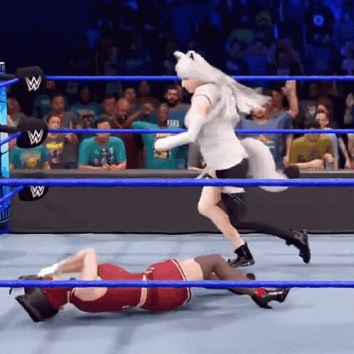 A Wrestling Ring With A W Logo On It GIF