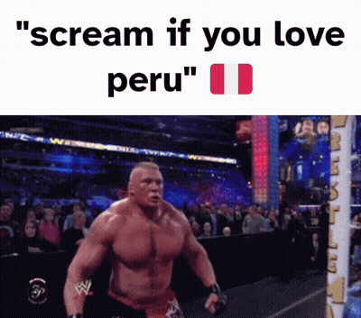A Wrestling Ring With The Words " Scream If You Love Peru " At The Top GIF