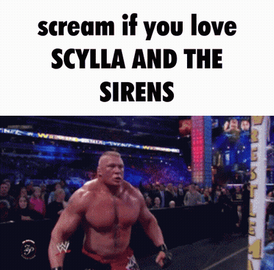 A Wrestling Ring With The Words Scream If You Love Scylla And The Sirens On The Bottom GIF