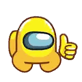 A Yellow Among Us Character Giving A Thumbs Up . Sticker