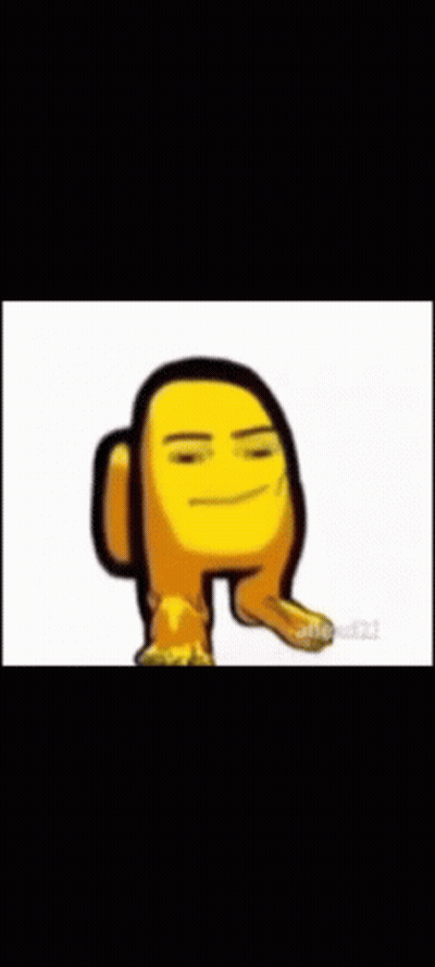 A Yellow Among Us Character With Legs And A Face On A White Background GIF