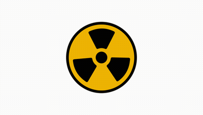 A Yellow And Black Radioactive Symbol With A Black Circle Around It GIF