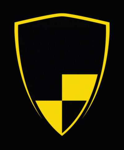 A Yellow And Black Shield With A Deer And The Words Wadi Degla On It GIF