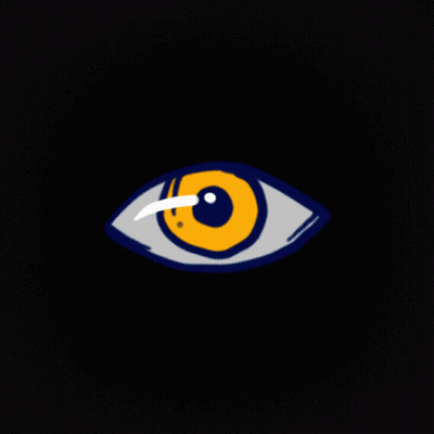 A Yellow And Blue Eye With A White Pupil On A Black Background GIF
